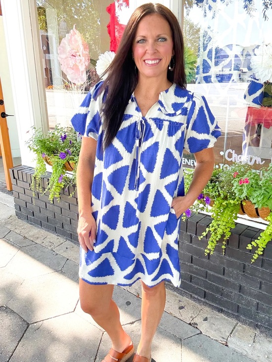Gigio Dresses & Skirts - Blue & White 4th of July Midi Dress with pockets